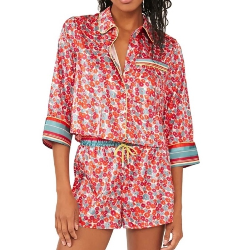 Free People Pillow Talk Satin PJ Pajama Set Retro Floral NWT - Picture 12 of 12